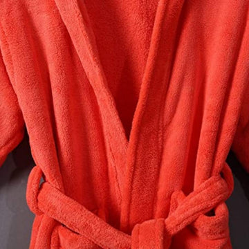 Microfiber Coral Fleece Hooded Adult Bathrobes